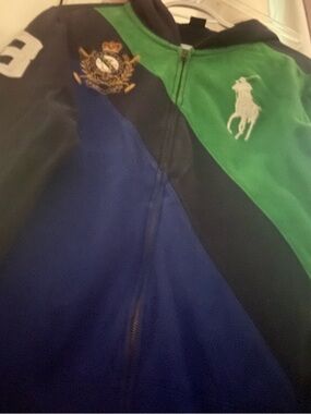 Polo by Ralph Lauren Green and Navy Colorblock Hoodie